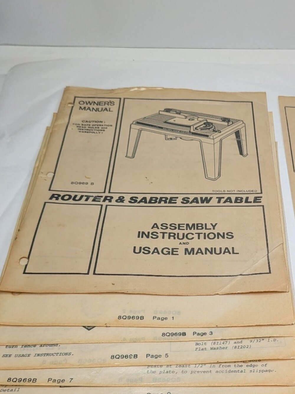 VTG 1970s Craftsman Router & Sabre Saw Table Manual 8Q969B Assembly Instructions